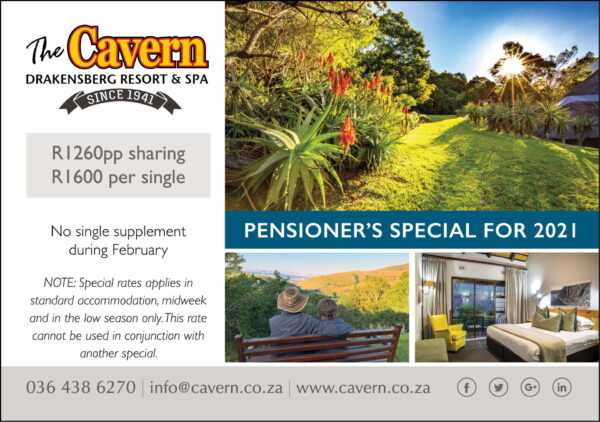 Pensioner's Special for 2021 - R1260pp sharing - R1600 per single